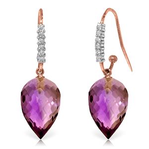 ALARRI 19.18 CTW 14K Solid Rose Gold Diamond Pointy Amethyst Earrings