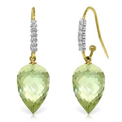 ALARRI 19.19 Carat 14K Solid Gold Finesse Green Amethyst Diamond Earrings