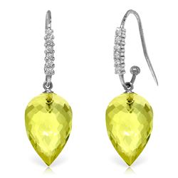 ALARRI 18.18 Carat 14K Solid White Gold Intimacy Always In Mode Lemon Quartz Earrings