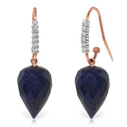 ALARRI 25.98 CTW 14K Solid Rose Gold Pointy Sapphire Diamond Earrings
