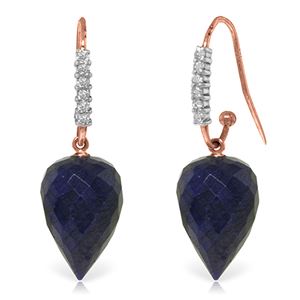 ALARRI 25.98 CTW 14K Solid Rose Gold Pointy Sapphire Diamond Earrings