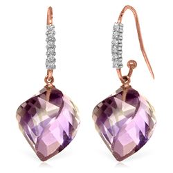 ALARRI 21.68 Carat 14K Solid Rose Gold Diamond Spiral Amethyst Hook Drops