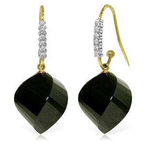 ALARRI 31.18 CTW 14K Solid Gold Romantica Black Spinel Diamond Earrings