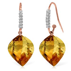 ALARRI 23.68 CTW 14K Solid Rose Gold Diamond Spiral Citrine Hook Drops
