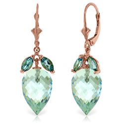 ALARRI 23.5 CTW 14K Solid Rose Gold Earrings Briolette Blue Topaz