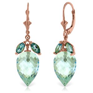 ALARRI 23.5 CTW 14K Solid Rose Gold Earrings Briolette Blue Topaz