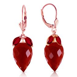 ALARRI 27.1 Carat 14K Solid Rose Gold Earrings Pointy Briolette Ruby