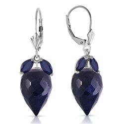 ALARRI 26.8 Carat 14K Solid White Gold Earrings Pointy Briolette Sapphire