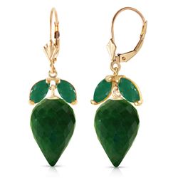 ALARRI 26.8 Carat 14K Solid Gold Earrings Pointy Briolette Emerald