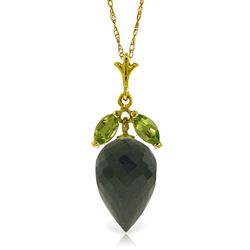 ALARRI 12.75 Carat 14K Solid Gold Necklace Peridot Briolette Black Spinel