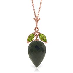 ALARRI 12.75 Carat 14K Solid Rose Gold Necklace Peridot Briolette Black Spinel