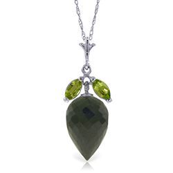 ALARRI 12.75 CTW 14K Solid White Gold Necklace Peridot Briolette Black Spinel