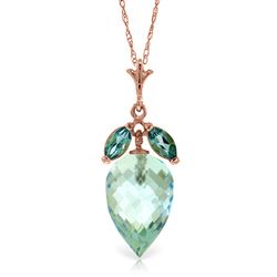 ALARRI 11.75 CTW 14K Solid Rose Gold Necklace Pointy Briolette Blue Topaz