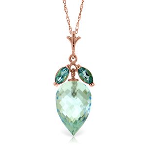 ALARRI 11.75 CTW 14K Solid Rose Gold Necklace Pointy Briolette Blue Topaz