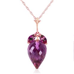 ALARRI 10 Carat 14K Solid Rose Gold Necklace Marquis Pointy Briolette Amethyst