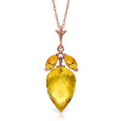 ALARRI 10 CTW 14K Solid Rose Gold Necklace Marquis Pointy Briolette Citrine