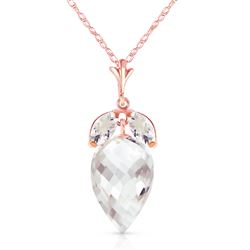 ALARRI 12.75 CTW 14K Solid Rose Gold Necklace Marquis Briolette White Topaz