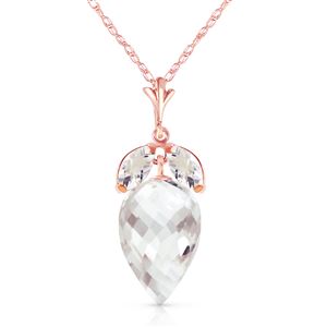 ALARRI 12.75 CTW 14K Solid Rose Gold Necklace Marquis Briolette White Topaz
