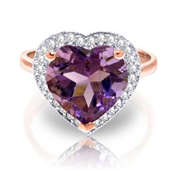 ALARRI 3.24 CTW 14K Solid Rose Gold Ring Diamond Heart Amethyst
