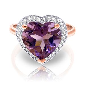 ALARRI 3.24 CTW 14K Solid Rose Gold Ring Diamond Heart Amethyst
