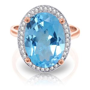 ALARRI 7.58 Carat 14K Solid Rose Gold Loren Blue Topaz Diamond Ring