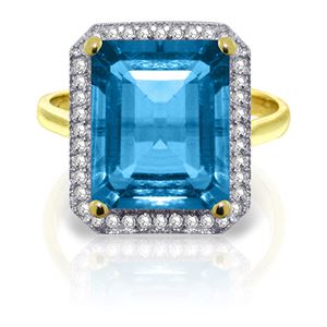 ALARRI 7.8 Carat 14K Solid Gold Topaz Rules Blue Topaz Diamond Ring