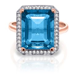 ALARRI 7.8 Carat 14K Solid Rose Gold Isabella Blue Topaz Diamond Ring