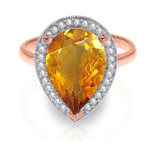 ALARRI 3.41 CTW 14K Solid Rose Gold Lana Citrine Diamond Ring
