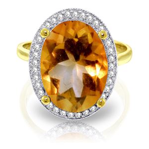 ALARRI 5.28 Carat 14K Solid Gold Heart And Soul Citrine Diamond Ring