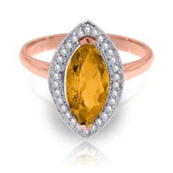 ALARRI 1.8 CTW 14K Solid Rose Gold Ring Diamond Marquis Citrine