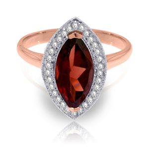 ALARRI 2.15 Carat 14K Solid Rose Gold Ring Diamond Marquis Garnet