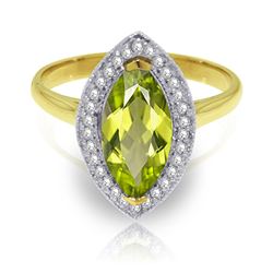 ALARRI 2.15 Carat 14K Solid Gold Ring Diamond Marquis Peridot