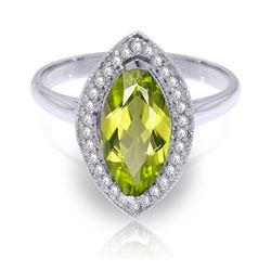 ALARRI 2.15 CTW 14K Solid White Gold Ring Diamond Marquis Peridot