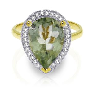 ALARRI 3.41 Carat 14K Solid Gold White Answers Green Amethyst Diamond Ring