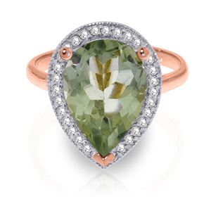ALARRI 3.41 Carat 14K Solid Rose Gold Lana Green Amethyst Diamond Ring