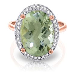 ALARRI 5.28 Carat 14K Solid Rose Gold Loren Green Amethyst Diamond Ring