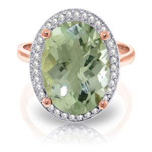 ALARRI 5.28 Carat 14K Solid Rose Gold Loren Green Amethyst Diamond Ring
