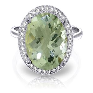 ALARRI 5.28 Carat 14K Solid White Gold Ariela Green Amethyst Diamond Ring