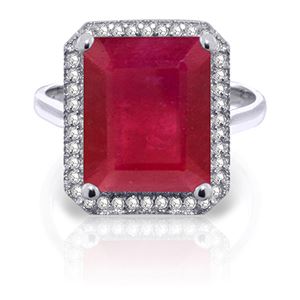 ALARRI 7.45 Carat 14K Solid White Gold Compliments Ruby Diamond Ring