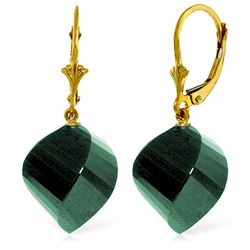 ALARRI 14K Solid Gold Leverback Earrings Twisted Briolette Emeralds