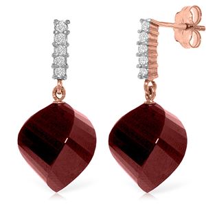 ALARRI 30.65 CTW 14K Solid Rose Gold Earrings Diamond Ruby