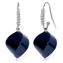 ALARRI 30.68 CTW 14K Solid White Gold Badge Of Courage Sapphire Diamond Earrings