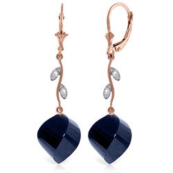 ALARRI 30.52 CTW 14K Solid Rose Gold Diamond Spiral Sapphire Earrings