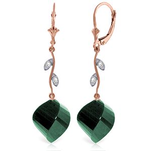 ALARRI 14K Solid Rose Gold Diamonds & Spiral Emeralds Earrings