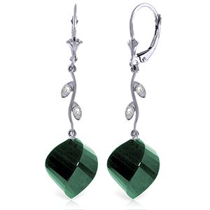 ALARRI 14K Solid White Gold Diamonds & Spiral Emeralds Earrings