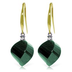 ALARRI 14K Solid Gold Fish Hook Earrings w/ Diamonds & Emeralds