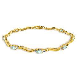 ALARRI 2.01 Carat 14K Solid Gold Tennis Bracelet Diamond Aquamarine