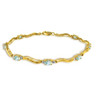ALARRI 2.01 Carat 14K Solid Gold Tennis Bracelet Diamond Aquamarine