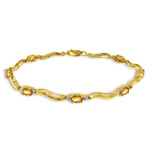 ALARRI 2.01 Carat 14K Solid Gold Tennis Bracelet Diamond Citrine
