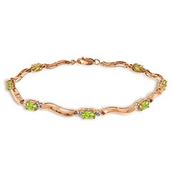 ALARRI 2.01 CTW 14K Solid Rose Gold Tennis Bracelet Diamond Peridot